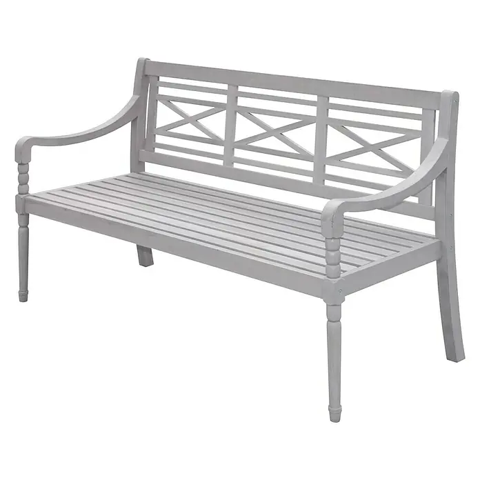 Sunfun Gartenbank Alea - 150 x 62 x 87 cm, Akazie, Weiß - Diagonale Ansicht