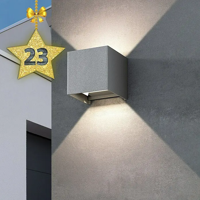 Starlux Aplique exterior LED Umea - 8 W, 11,6 x 13,6 x 10 cm, Antracita, IP54 - Foto ambiente