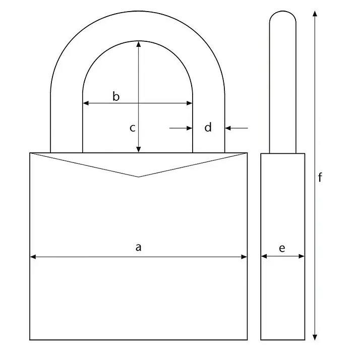 Abus Vorhängezahlenschloss 180IB/50 HB63 - B x L: 52 x 24 mm, Messing, Anzahl Zahlenrollen: 4 Stk., Messing - Skizze