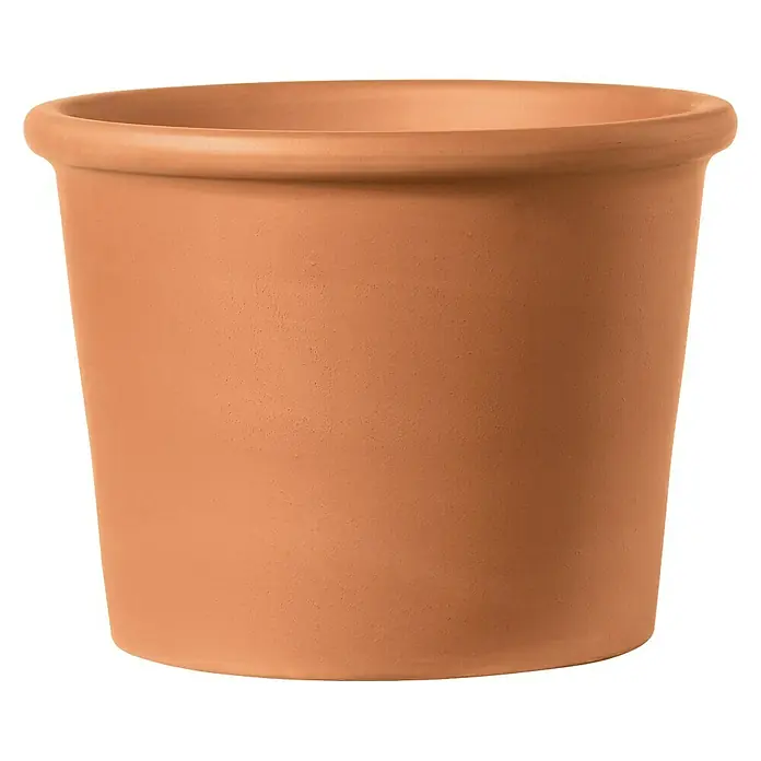 Deroma Pflanztopf Bordato - Außenmaß (Ø x H): 12 x 9,1 cm, Naturmaterialien, Terrakotta - Vorderansicht