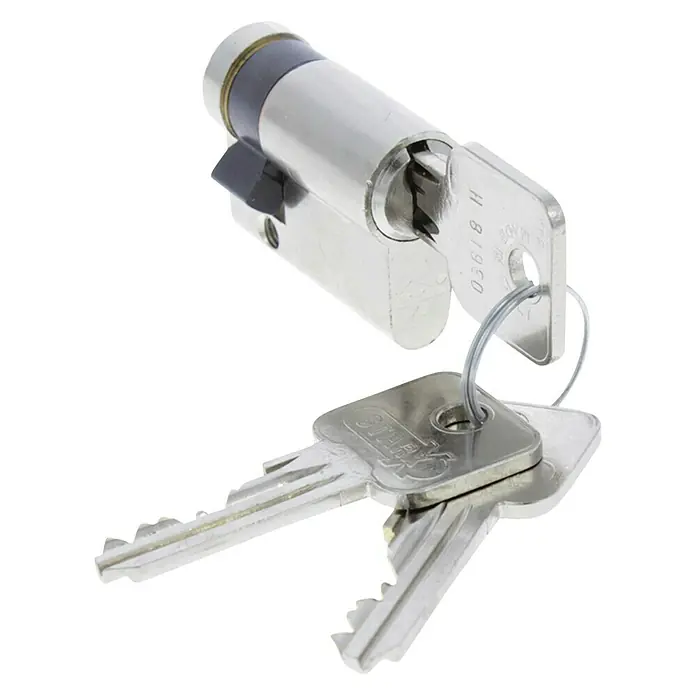 Starx Profielcilinder enkel 1 x vernikkeld 40 mm - Aantal sleutels: 3 st. - Diagonaal zicht