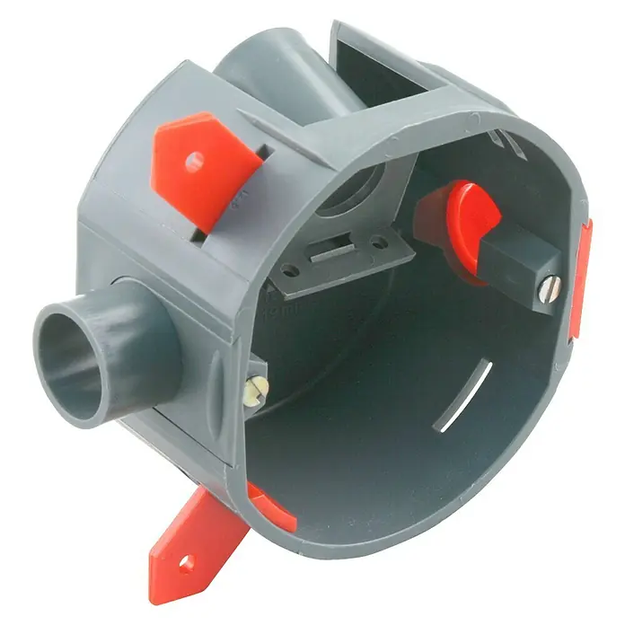 Attema Hollewand-inbouwdoos UHW40 - Kunststof, Grijs - Diagonaal zicht