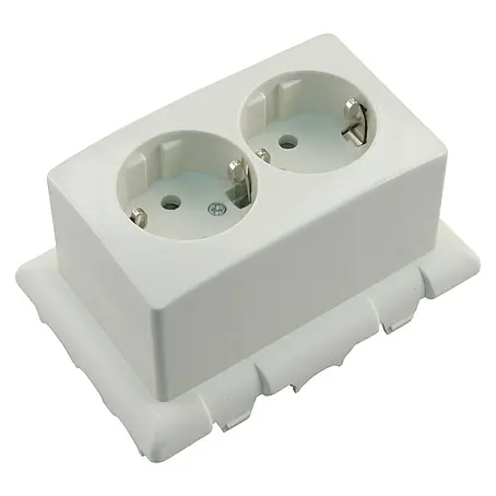 Attema  Wandcontactdoos met randaarde Créme wit