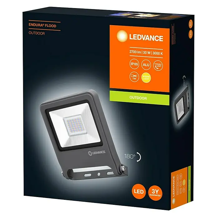 Ledvance LED-Strahler Endura Flood - Anthrazit, 30 W, IP65 - Diagonale Ansicht