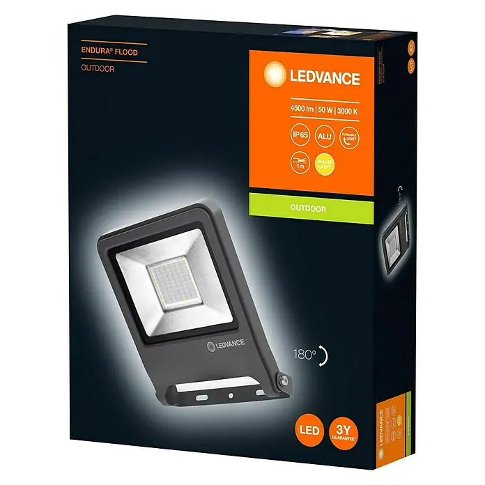 Ledvance LED-Strahler Endura Flood - Anthrazit, 50 W, IP65 - Diagonale Ansicht