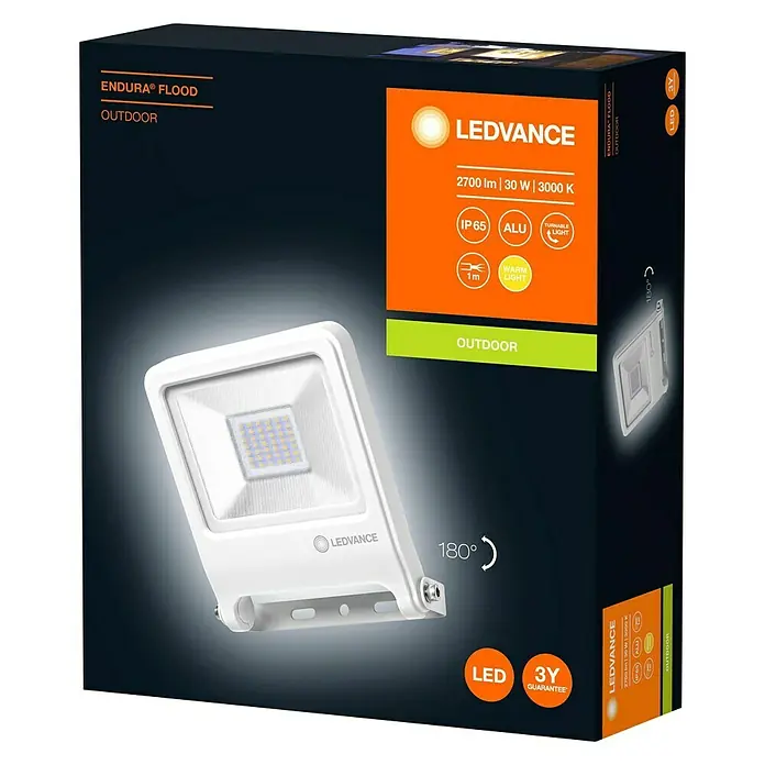 Ledvance LED-Strahler Endura Flood - Weiß, 30 W, IP65 - Diagonale Ansicht