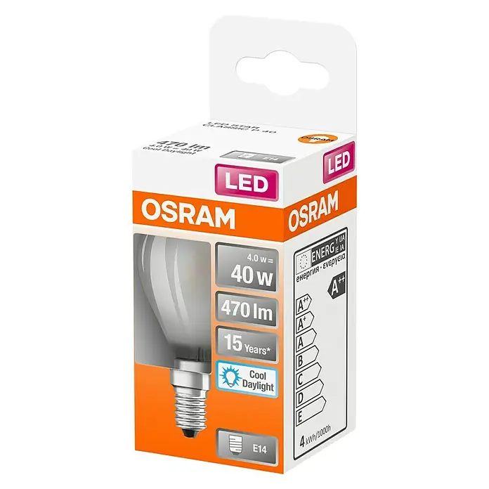 Osram Retrofit LED-Leuchtmittel CLP40 - E14, 4 W, 470 lm, Tageslichtweiß - Diagonale Ansicht
