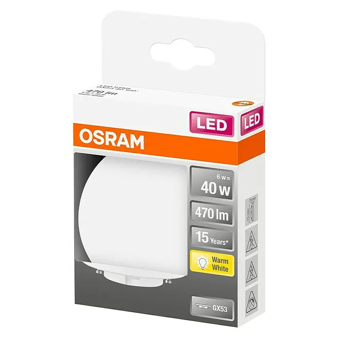 Osram Star LED-Leuchtmittel - GX53 , 6 W, 470 lm, Warmweiß - Diagonale Ansicht