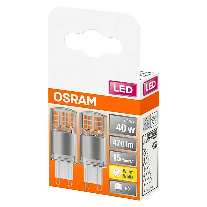 Osram Star Bombilla LED Pin G9 - G9, 3,8 W, T20, 470 lm, 2 uds. - Vista angular