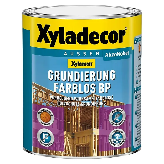 Xylamon Holzgrundierung BP - Farbe: Transparent, Inhalt: 1 l, Geeignet für: Alle Holzarten - Vorderansicht