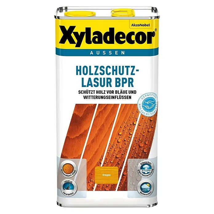 Xyladecor Holzschutzlasur BPR - Farbe: Oregon, Inhalt: 5 l, Materialbasis: Alkydharz, Lösemittelbasiert - Vorderansicht