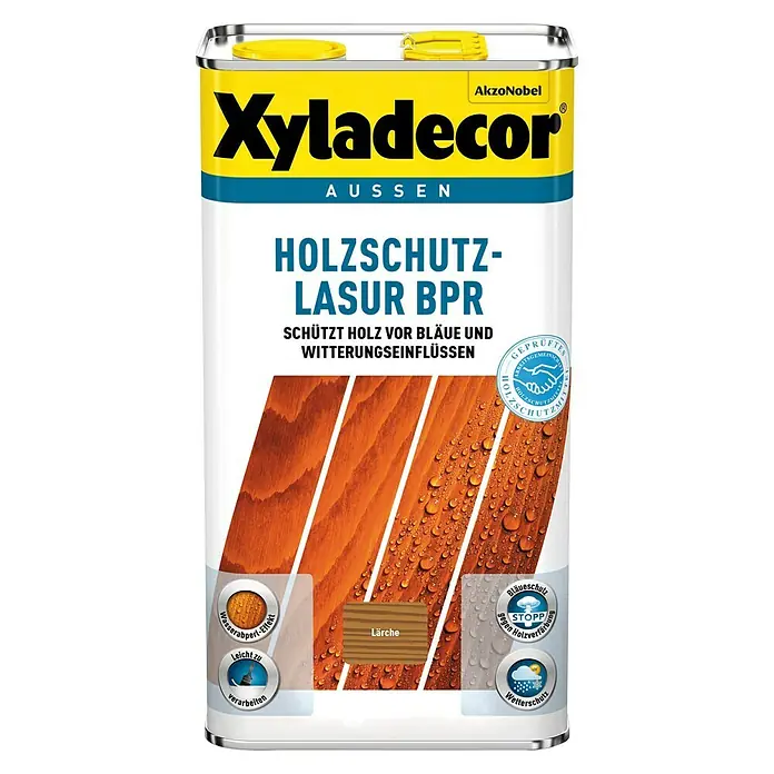 Xyladecor Holzschutzlasur BPR - Farbe: Lärche, Inhalt: 5 l, Materialbasis: Alkydharz, Lösemittelbasiert - Vorderansicht