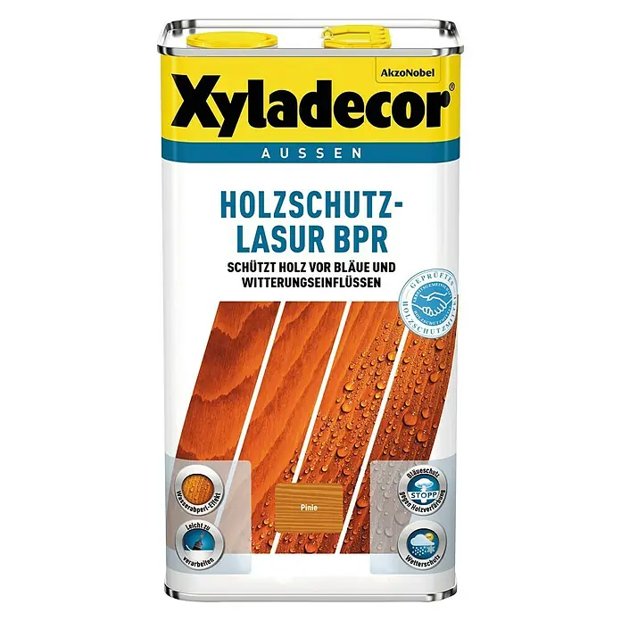 Xyladecor Holzschutzlasur BPR - Farbe: Pinie, Inhalt: 5 l, Materialbasis: Alkydharz, Lösemittelbasiert - Vorderansicht