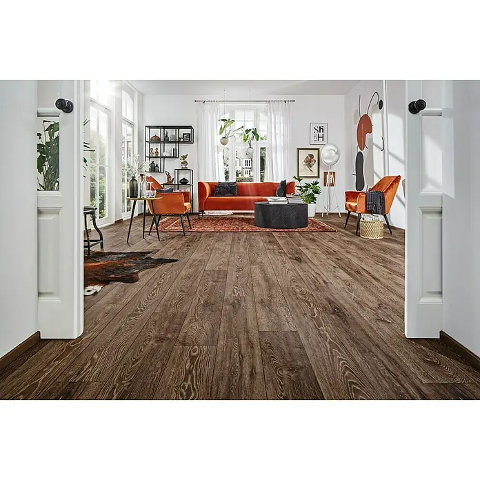 LOGOCLIC Aquaprotect Laminat Night Oak - 1.285 x 192 x 8 mm, Rustikalni pod - Živopisni prikaz