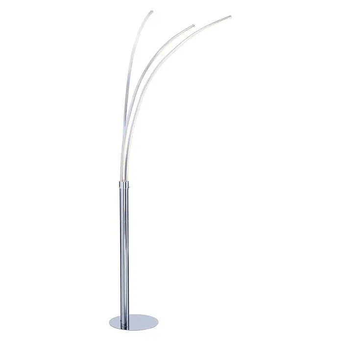 Lámpara de pie LED Eva - 80 W, Altura: 215 cm, Cromo, Blanco cálido - Vista frontal