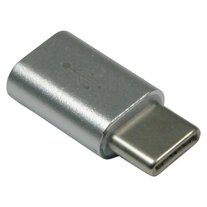 Metronic Adaptador USB USB B - USB C - Clavija USB B, Plateado - Vista angular