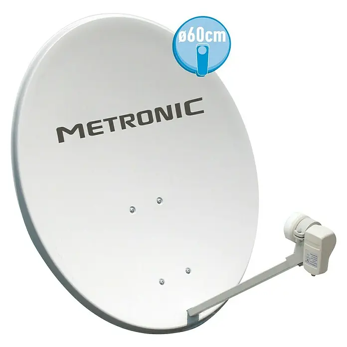 Metronic Antena parabólica Kit SAT - Blanco, Diámetro: 60 cm - Vista angular