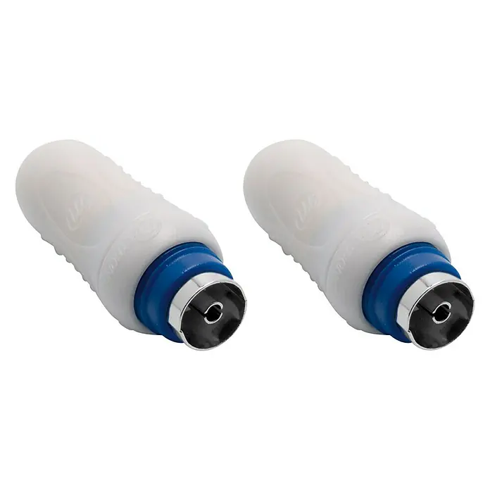 Metronic Conector de red TV blindados - 2 x hembra coaxial, Blanco, 2 uds. - Vista angular