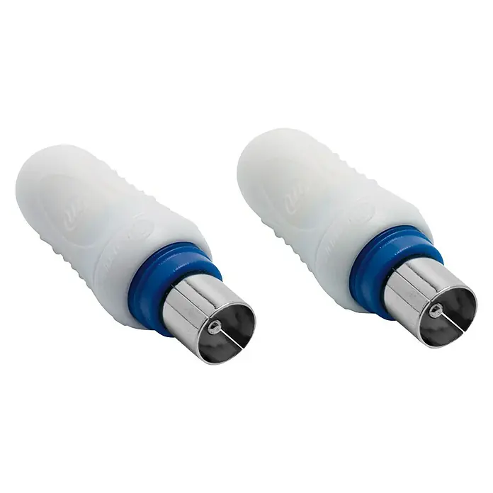 Metronic Conector de red TV blindados - Macho - Macho, Blanco, 2 uds. - Vista angular