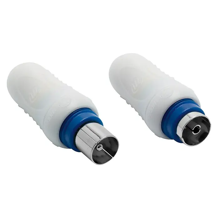 Metronic Conector de red TV blindados - Macho - Hembra, Blanco, 2 uds. - Vista angular