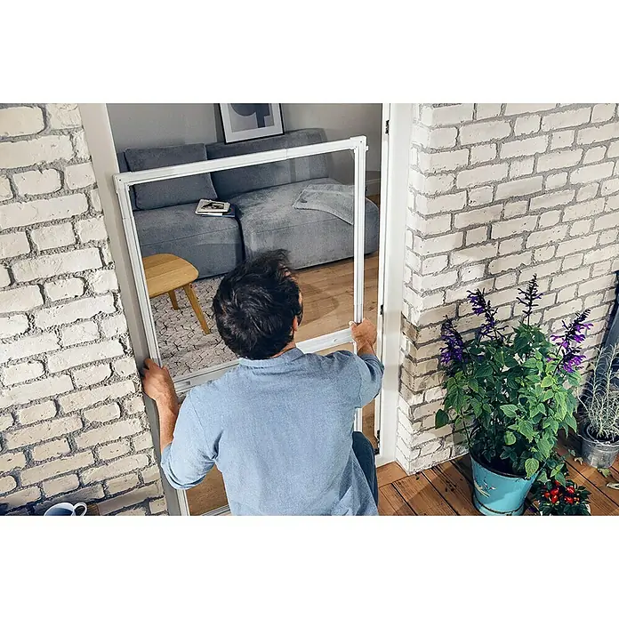Tesa Insektenschutztür Insect Stop FALT - B x H: 100 x 220 cm, Farbe Rahmen: Weiß, Schrauben - Anwendungsbeispiel
