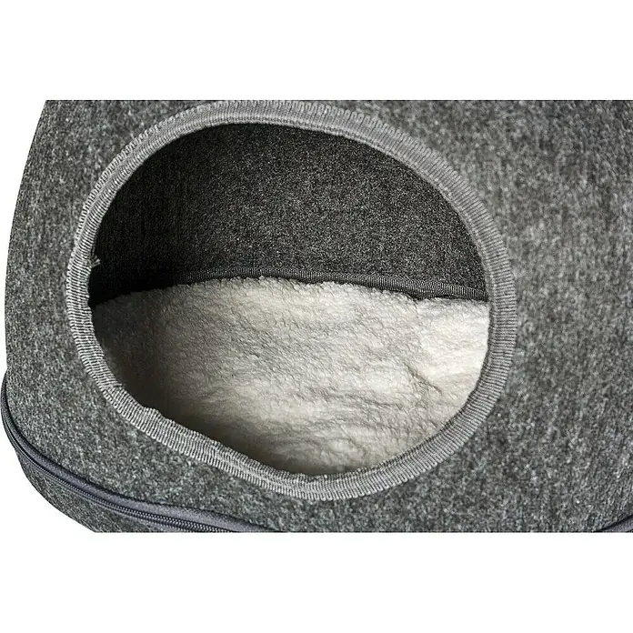 Karlie Katzenhöhle Yupik - 33,5 x 40 x 35,5 cm, Filz, Grau - Detailaufnahme