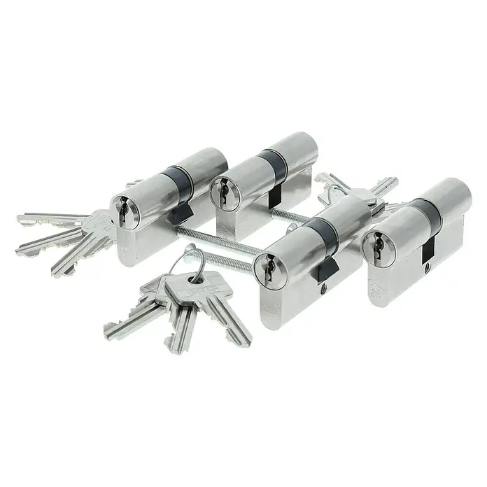 Starx Profielcilinder 4 x vernikkeld 60 mm - Aantal sleutels: 12 st. - Diagonaal zicht