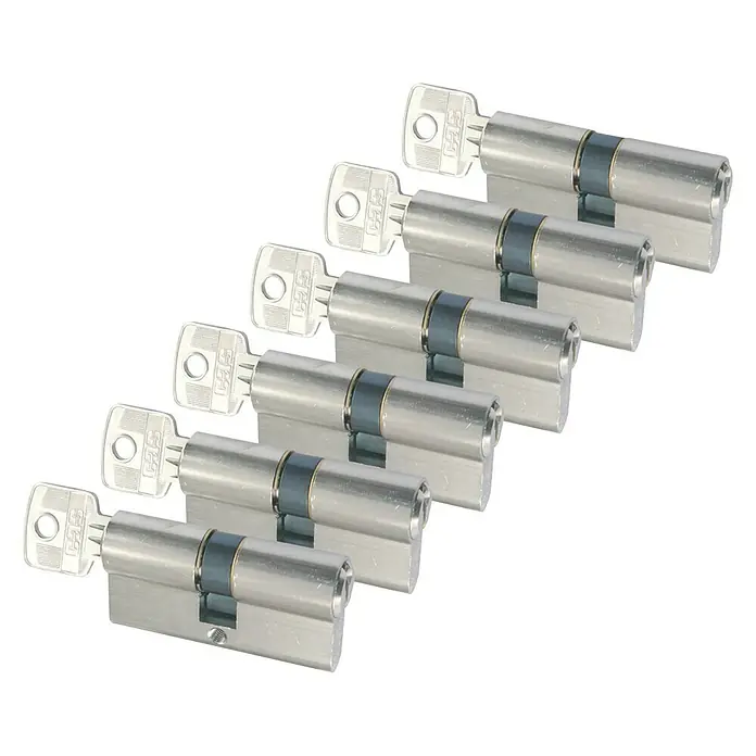 Starx Profielcilinder 6 x vernikkeld 60 mm -  - Diagonaal zicht