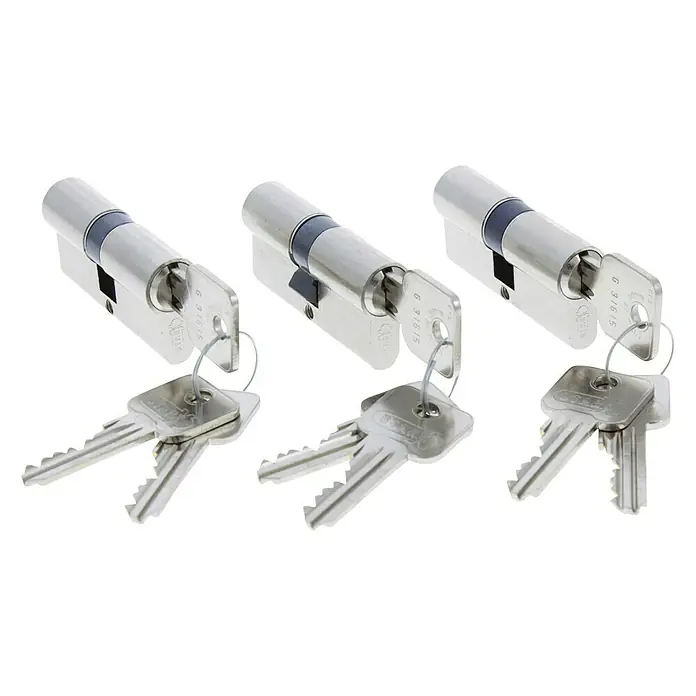 Starx Profielcilinder 3 x vernikkeld 61 mm - Aantal sleutels: 9 st. - Diagonaal zicht