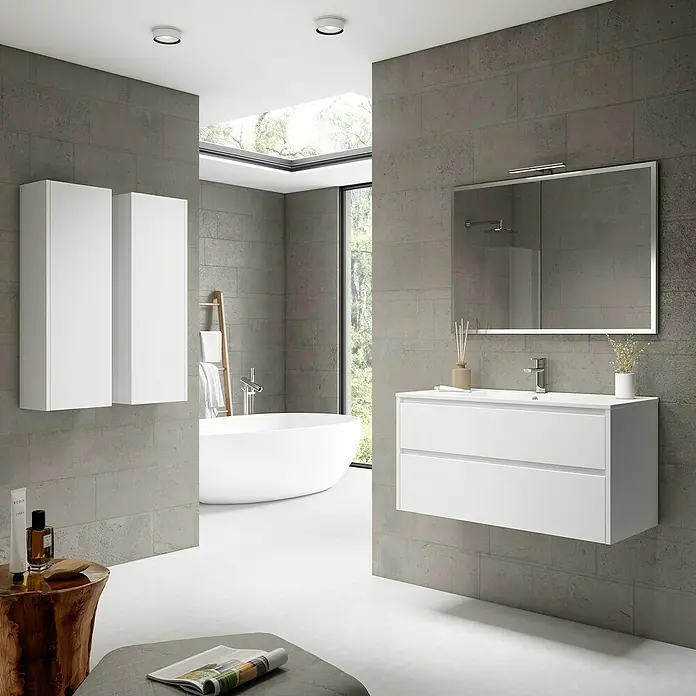 Mueble de lavabo Iris 2C - L x An x Al: 45 x 60 x 50 cm, Blanco, Brillo - Foto ambiente