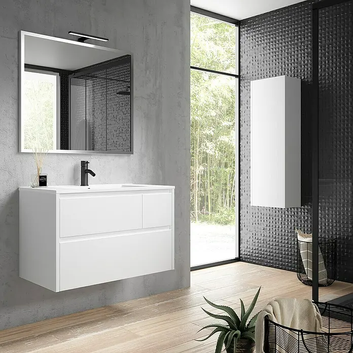 Mueble de lavabo Emma - L x An x Al: 45 x 80 x 50 cm, Blanco, Mate - Foto ambiente