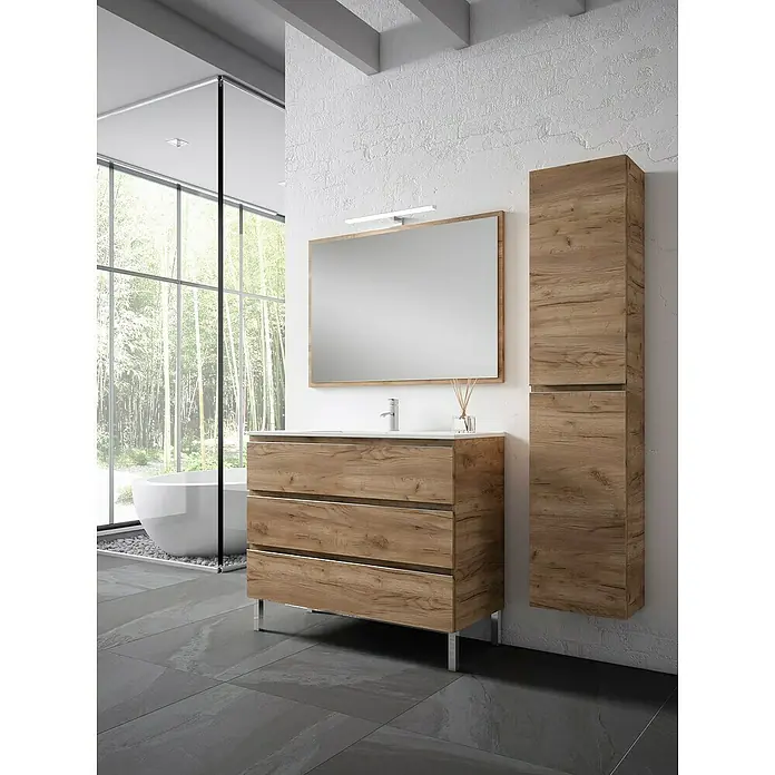 Mueble de lavabo Celia - 45 x 80 x 85 cm, Tabaco - Foto ambiente
