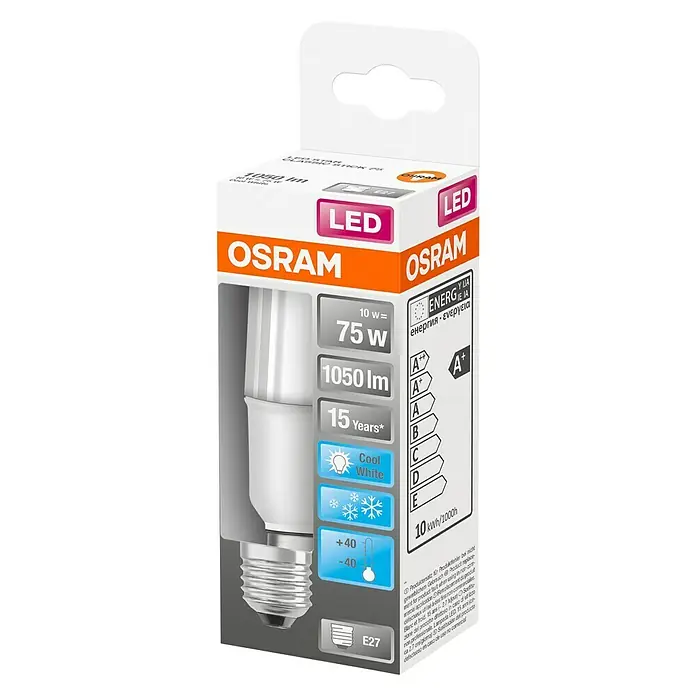 Osram Star LED-Leuchtmittel Stick - E27, 10 W, 1.050 lm, Kaltweiß - Diagonale Ansicht