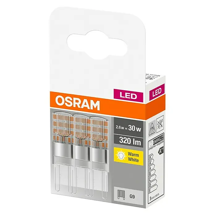 Osram Ledlamp Pin G9 - G9, 2,6 W, T15, 320 lm - Diagonaal zicht