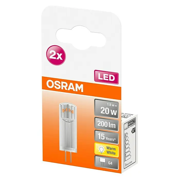 Osram LED-Leuchtmittel - G4, 1,8 W, T13, 200 lm, 2 Stk. - Diagonale Ansicht
