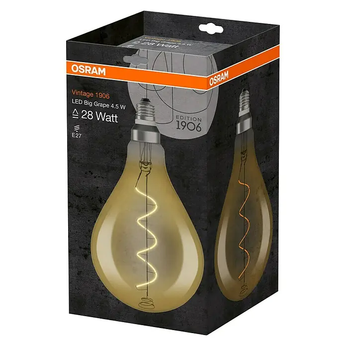 Osram Vintage 1906 LED žarulja - E27, 4 W, Zlatne boje, Bez prigušivanja - Dijagonalni pogled