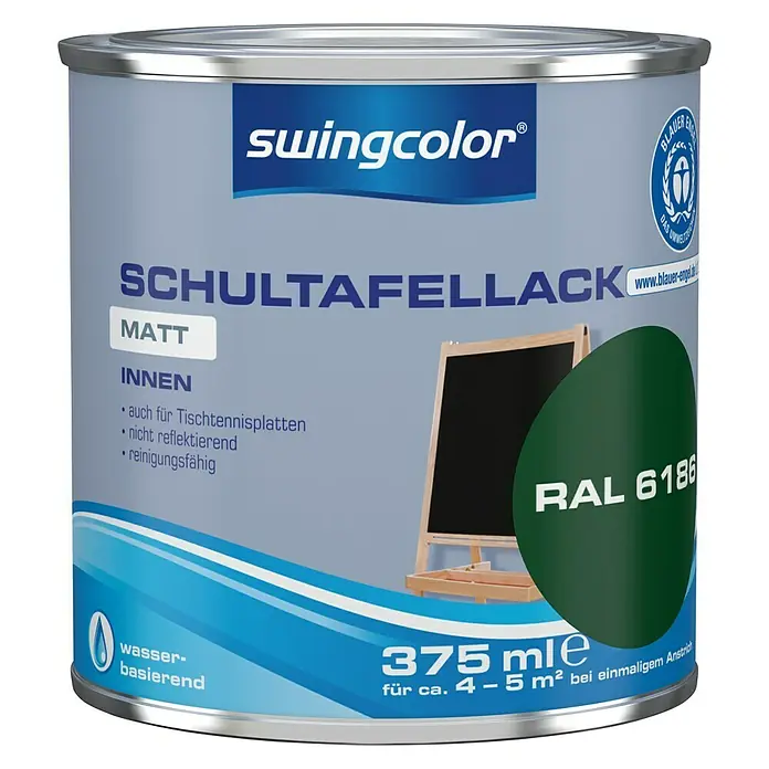 swingcolor Schultafellack - Grün, 375 ml, Matt, Wasserbasiert - Vorderansicht