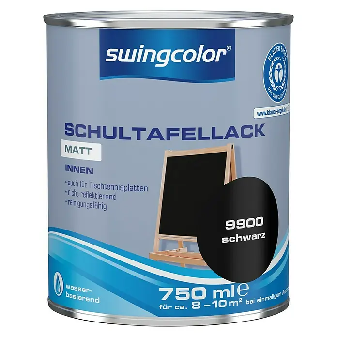 swingcolor Schultafellack - Schwarz, 750 ml, Matt, Wasserbasiert - Vorderansicht
