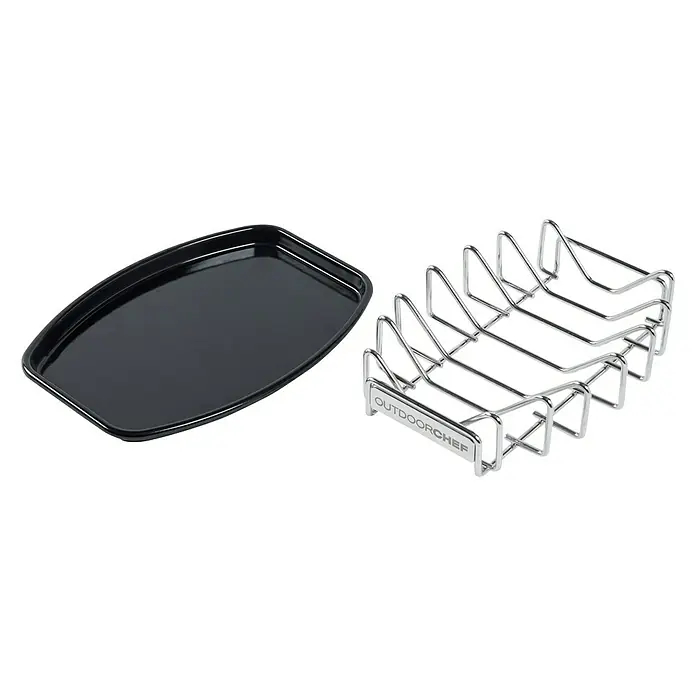 Outdoorchef Spare-Rib-Halter Universal - Edelstahl - Diagonale Ansicht