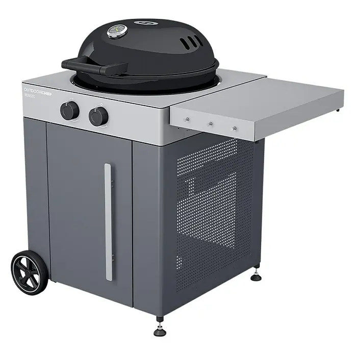 Outdoorchef Gasgrill Arosa 570 G Grey Steel - Grau, Anzahl Brenner: 2, Hauptgrillfläche: Ø 54 cm, 9,5 kW - Diagonale Ansicht