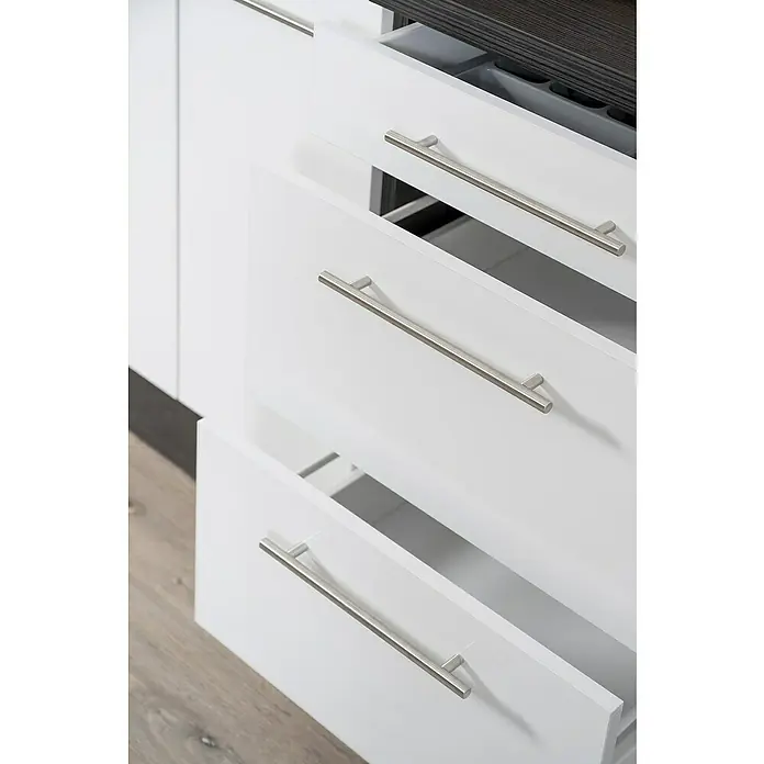 Respekta Premium Küchenzeile RP280EGCBO - Breite: 280 cm, Mit Elektrogeräten, Grau Hochglanz - Detailaufnahme