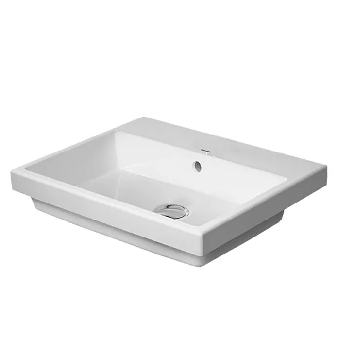 Duravit Vero Air Einbauwaschbecken - 55 x 45,5 cm, Mit schmutzabweisender Glasur, Hahnloch: Ohne, Mit Überlauf, Weiß - Diagonale Ansicht