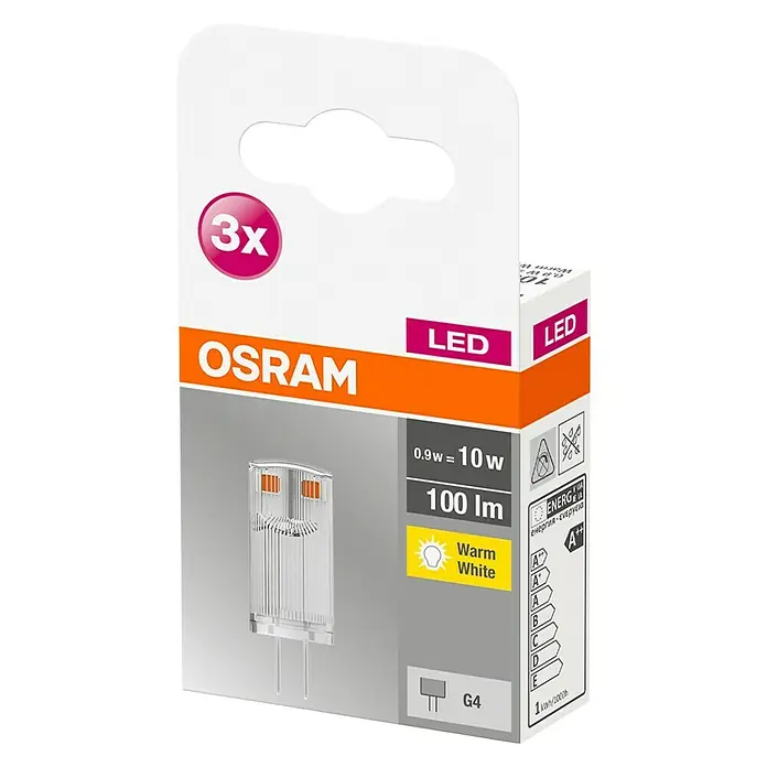 Osram Star LED-Leuchtmittel - G4, 0,9 W, 100 lm, Warmweiß, 3 Stk. - Diagonale Ansicht