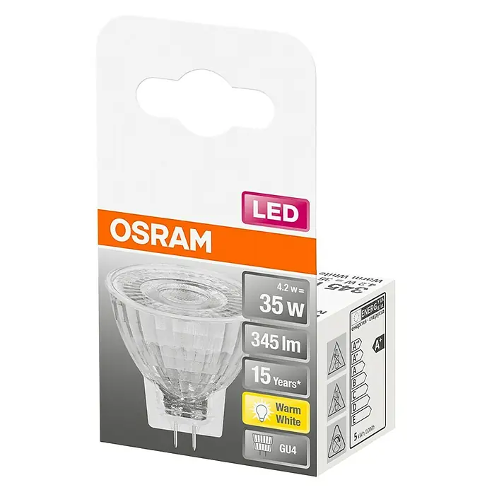Osram Star Bombilla reflectora LED - 4,2 W, MR35, 345 lm, Blanco cálido - Vista angular