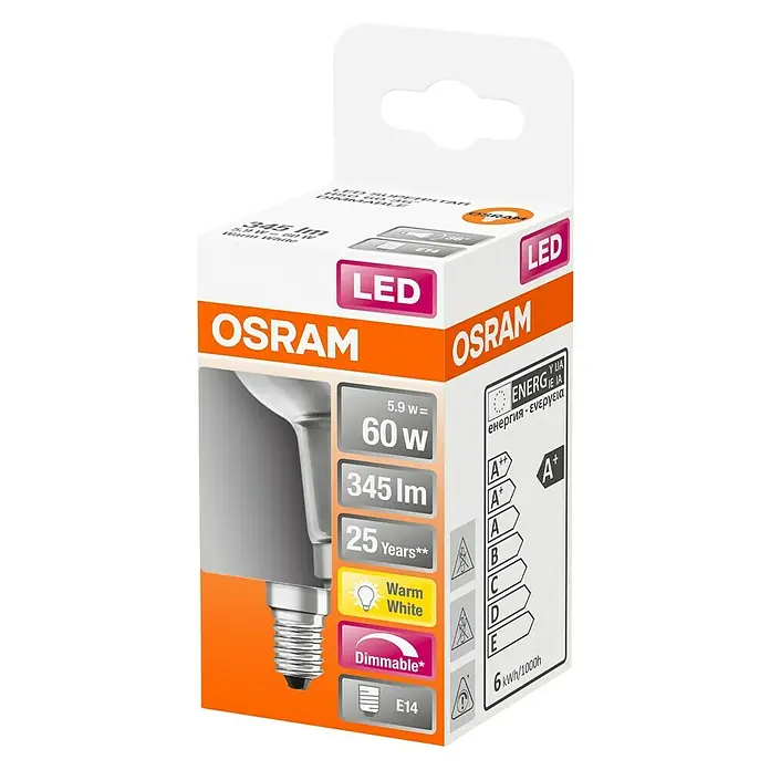 Osram Superstar Led-reflectorlamp R50 Dimmable - E14, 5,9 W, T 50, 345 lm, Warm wit - Diagonaal zicht