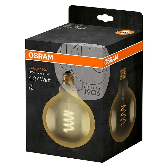 Osram Vintage 1906 LED žarulja - E27, 5 W, G125, 250 lm, Bez prigušivanja - Dijagonalni pogled