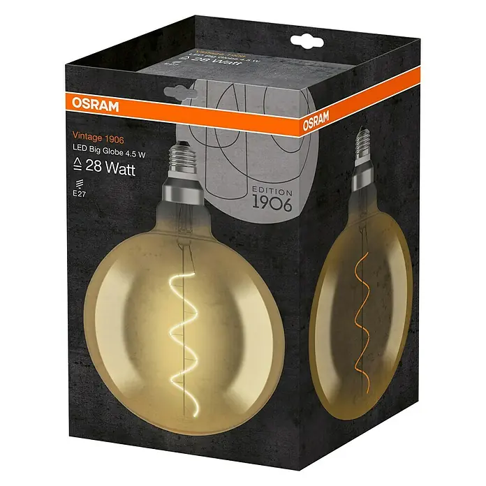 Osram Vintage 1906 LED žarulja - E27, 4 W, G200, Zlatne boje, Bez prigušivanja - Dijagonalni pogled