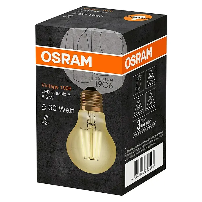 Osram Vintage 1906 LED žarulja - E27, 6,5 W, A60, 725 lm - Dijagonalni pogled