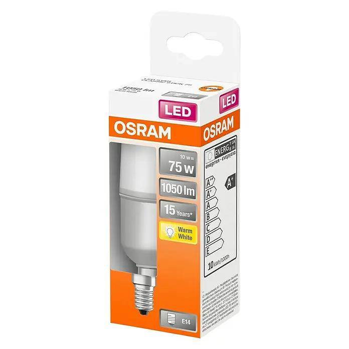 Osram Star LED-Leuchtmittel Stick - E14, 10 W, 1.050 lm, Warmweiß - Diagonale Ansicht