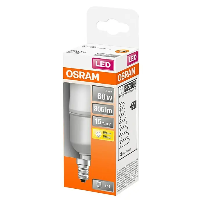 Osram Star LED-Leuchtmittel Stick - E14, 8 W, 806 lm, Warmweiß - Diagonale Ansicht